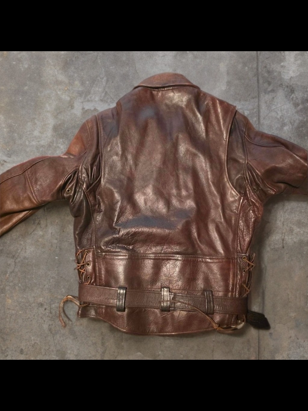 BEAUTIFUL Vintage brown genuine leather moto jacket - 42